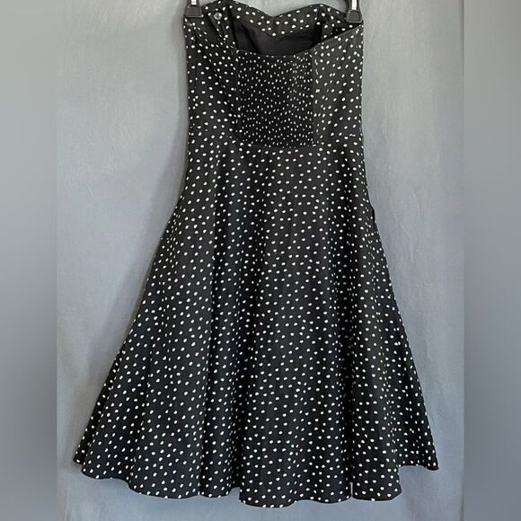 White House Black Market Black White Polka Dot Halter Dress Women’s Size 14 - Picture 5 of 8